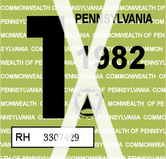 (image for) 1982-1 Pennsylvania INSPECTION Sticker